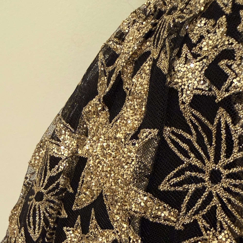 Little Girl's Black and Gold Star Patterned Formal Dress - Picture 12 of 14